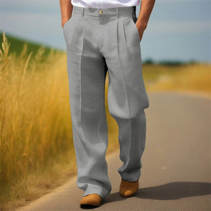 Oliver | Herrebukser Beige Hør-Look Plisserede Relaxed Fit til Mænd