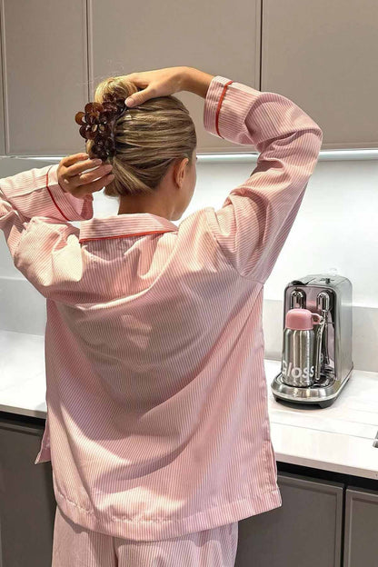 Rosette | Pyjamasæt Rosa Striber Hjerteknapper Langærmet til Kvinder