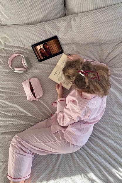 Rosette | Pyjamasæt Rosa Striber Hjerteknapper Langærmet til Kvinder
