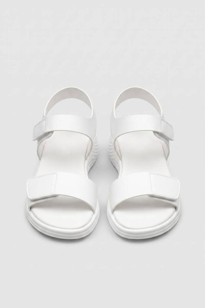 Petra | Sandaler Hvide Platform Velcro Justerbare til Kvinder