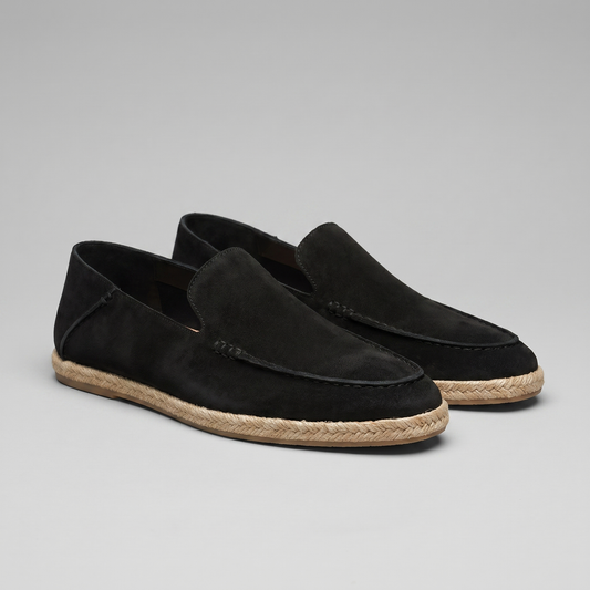 Carl | Loafers Sort Ruskind Espadrille Slip-On til Mænd
