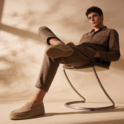 Carl | Loafers Sort Ruskind Espadrille Slip-On til Mænd
