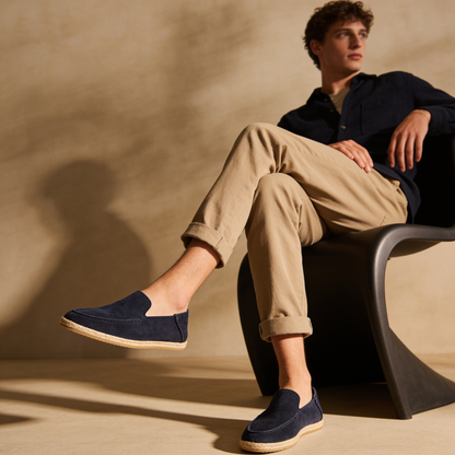 Carl | Loafers Sort Ruskind Espadrille Slip-On til Mænd