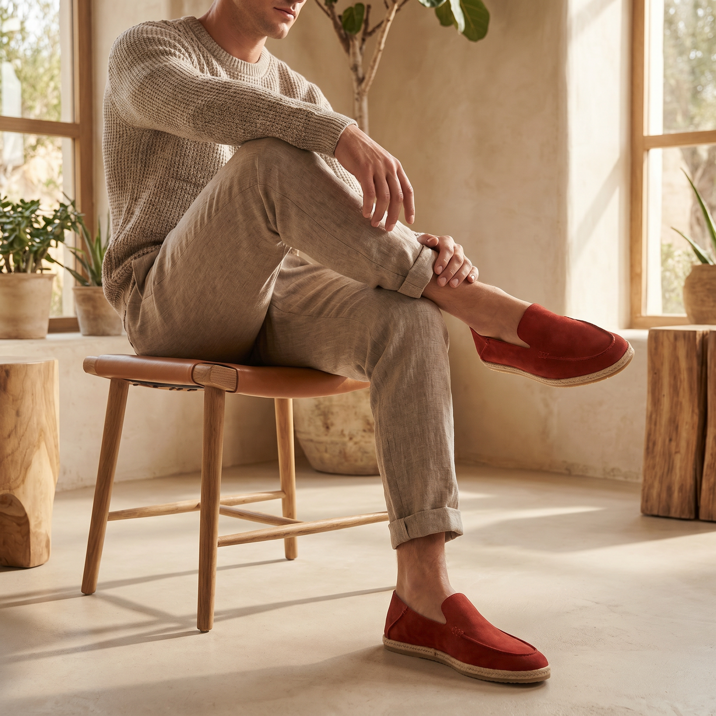 Carl | Loafers Sort Ruskind Espadrille Slip-On til Mænd