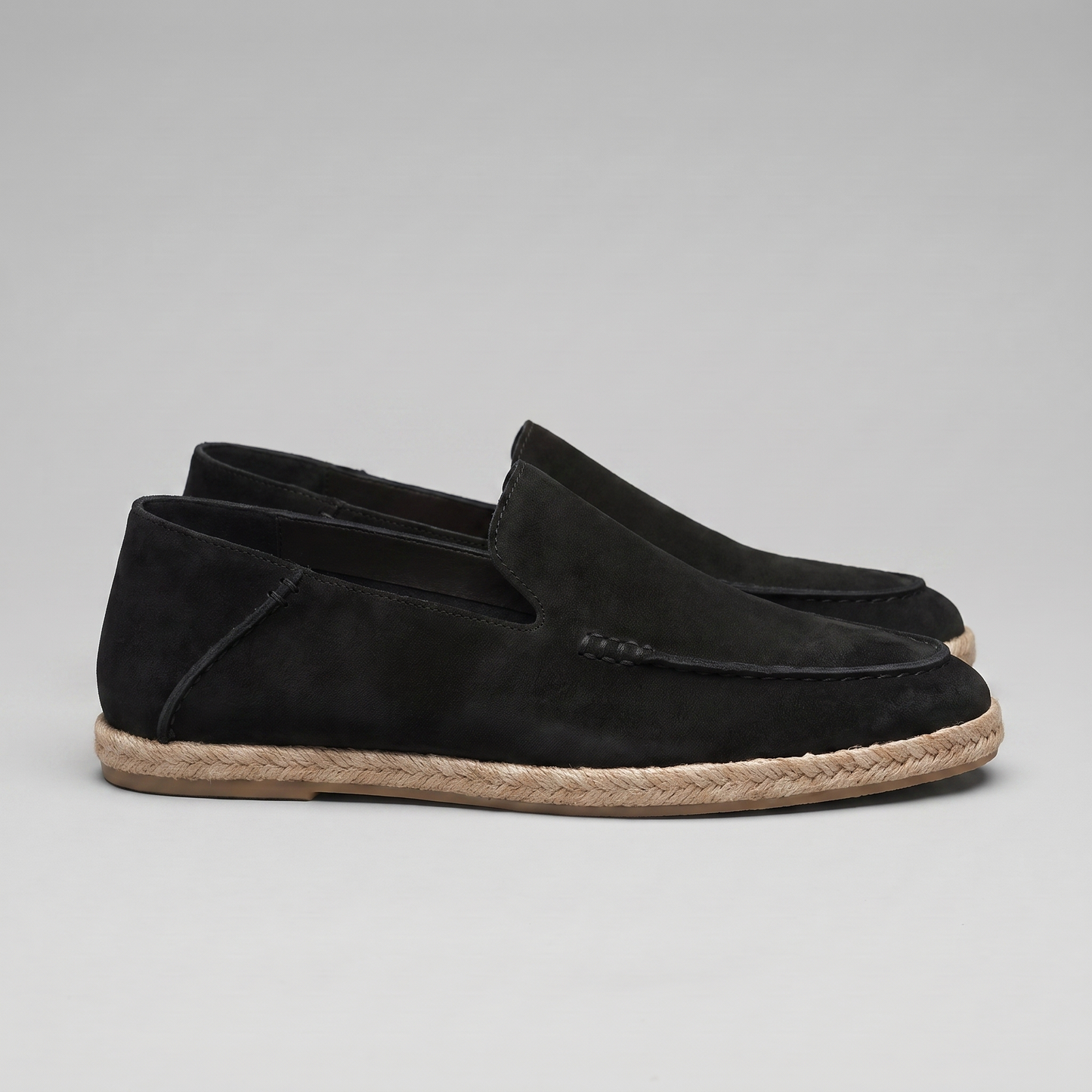 Carl | Loafers Sort Ruskind Espadrille Slip-On til Mænd