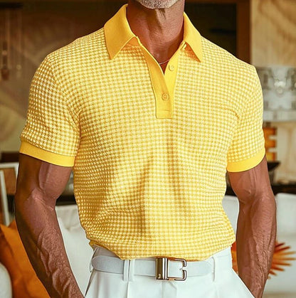 Patrick | Polo Skjorte Gul Vaffelstrik Slim Fit til Mænd