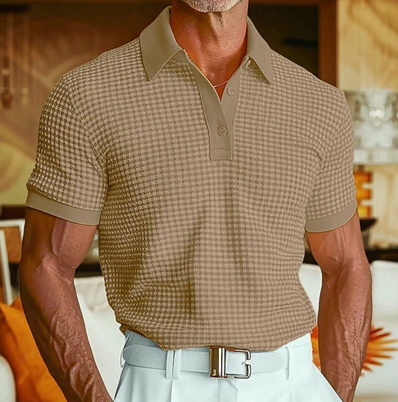 Patrick | Polo Skjorte Gul Vaffelstrik Slim Fit til Mænd