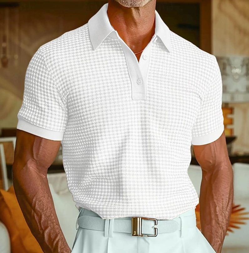 Patrick | Polo Skjorte Gul Vaffelstrik Slim Fit til Mænd