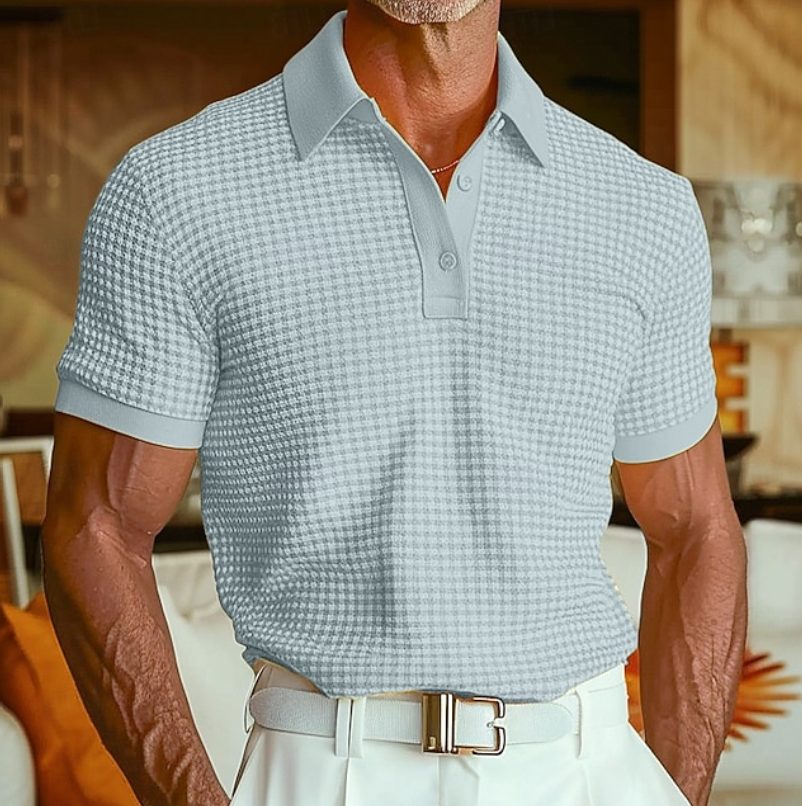Patrick | Polo Skjorte Gul Vaffelstrik Slim Fit til Mænd