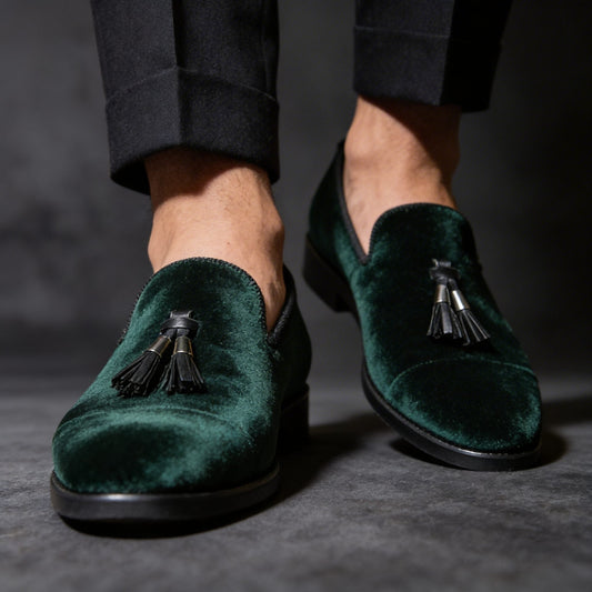 Mathis | Loafers Flaskegrøn Velour Kvast-Detalje til Mænd