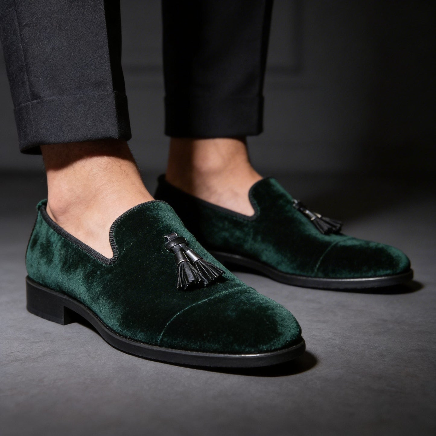 Mathis | Loafers Flaskegrøn Velour Kvast-Detalje til Mænd