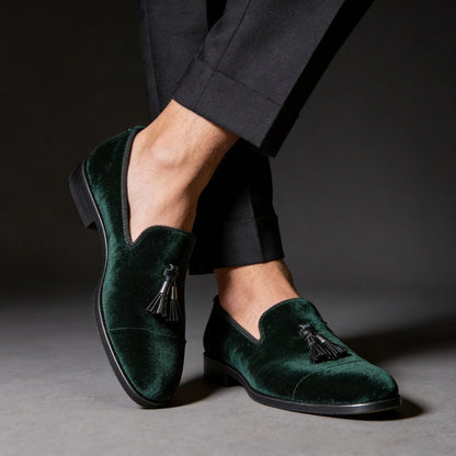 Mathis | Loafers Flaskegrøn Velour Kvast-Detalje til Mænd